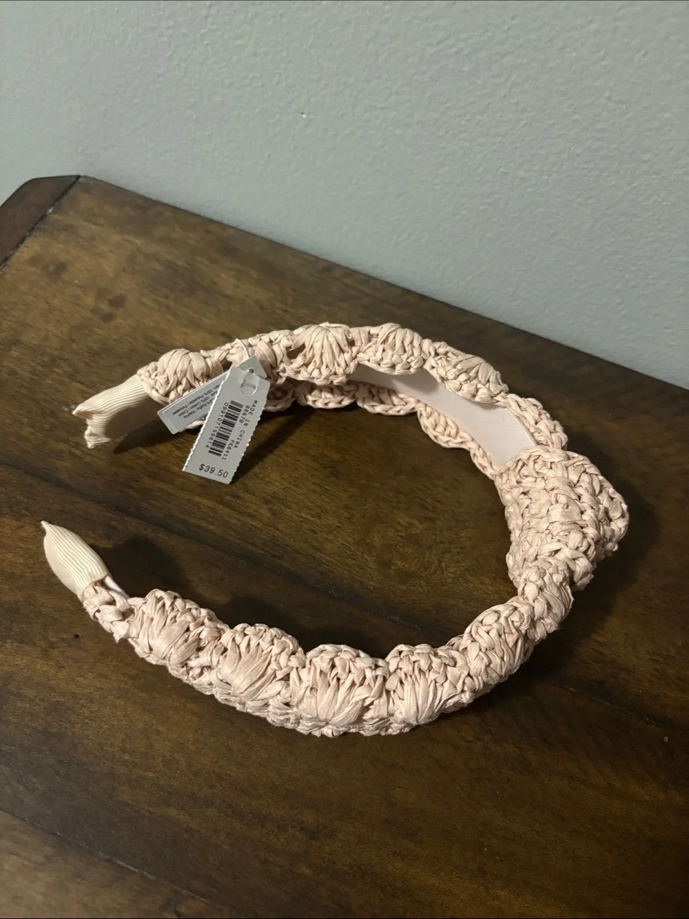J. Crew Blush Pink Woven Puff Headband